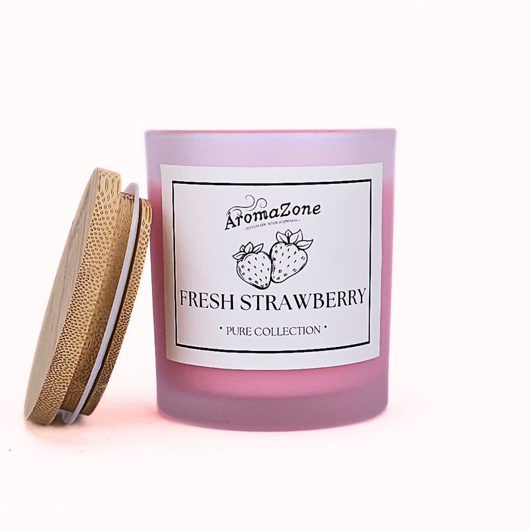 🍓FRESH STRAWBERRY🍃 Lumânare parfumată decorativă, ceară naturală handmade - Căpșuni, Vanilie
