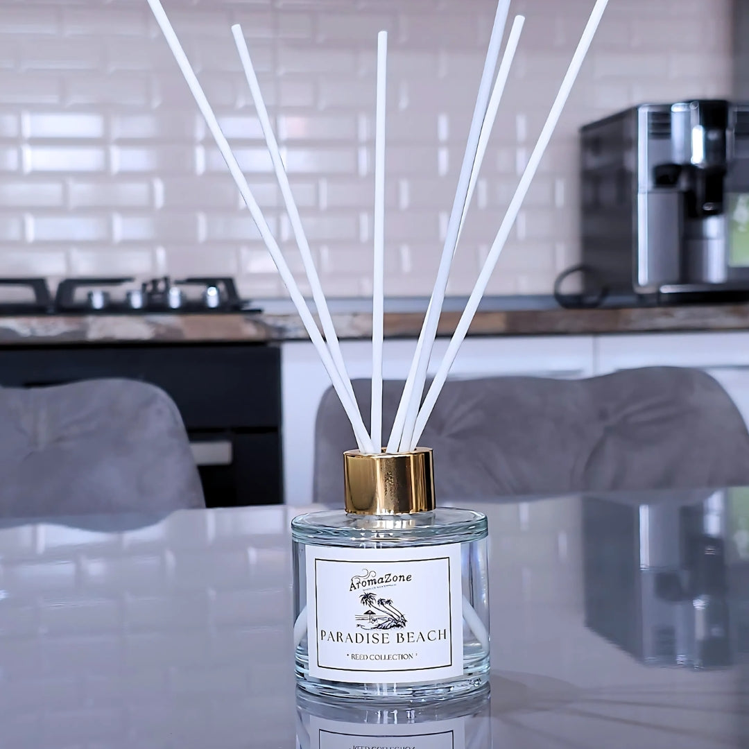 🏝️PARADISE BEACH⛱️ Odorizant de cameră natural cu bețișoare, bază ECO-FRIENDLY, handmade - Dulce, Nucă de Cocos, Aer Oceanic