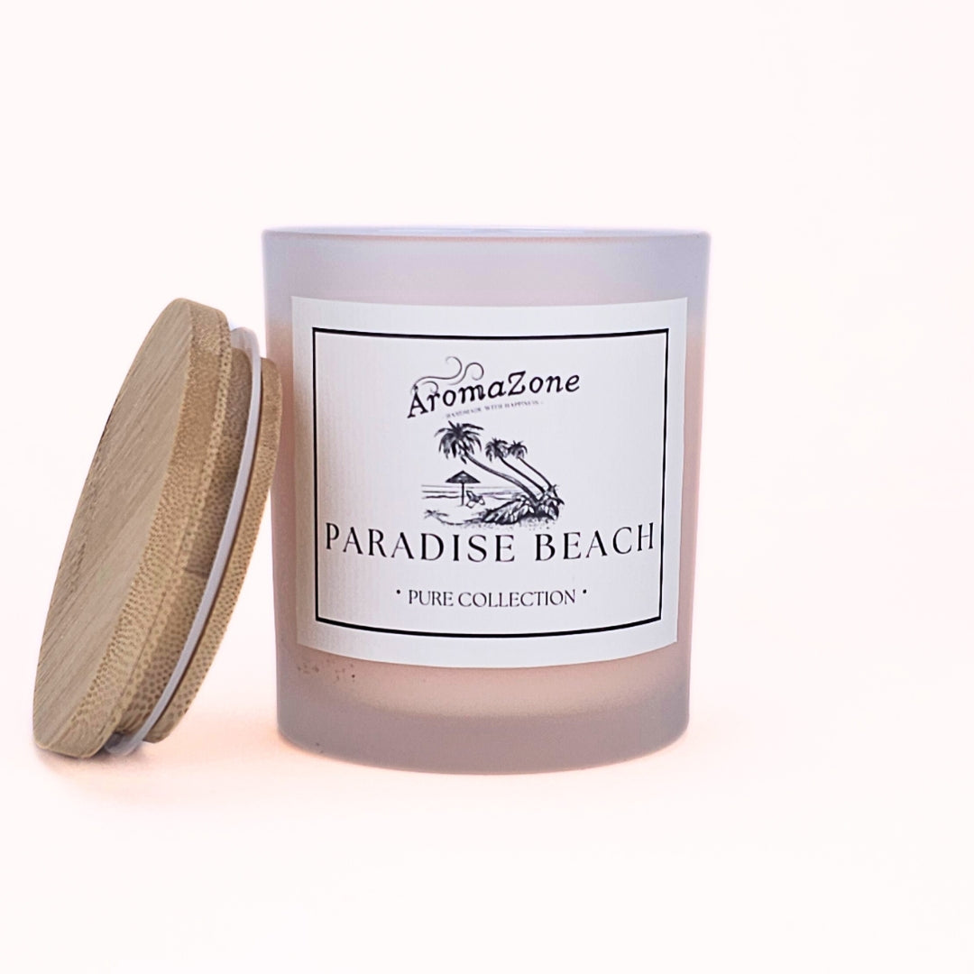 🏝️PARADISE BEACH⛱️ Lumânare parfumată decorativă, ceară naturală handmade - Dulce, Nucă de Cocos, Aer Oceanic