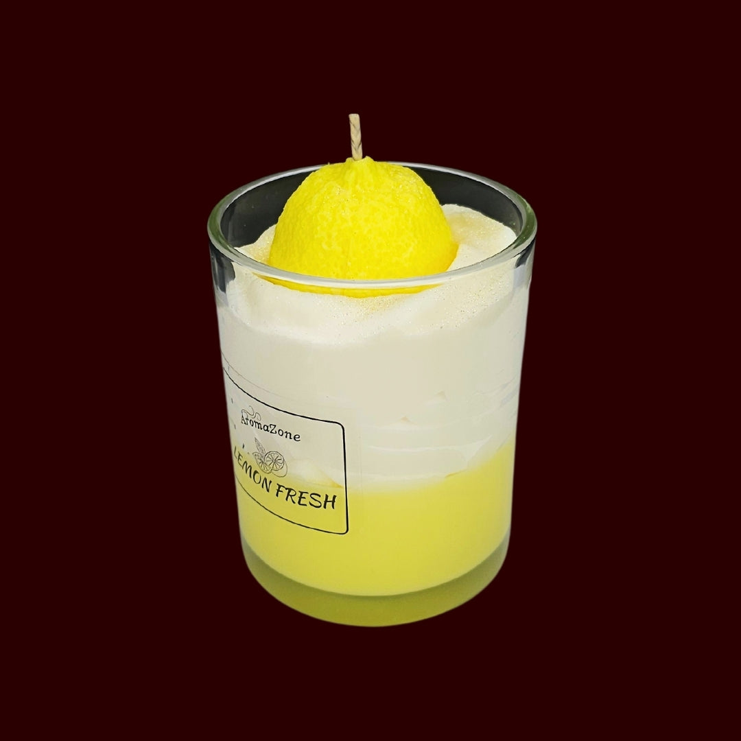 🍋LEMON FRESH🍃 Lumânare parfumată decorativă, ceară naturală handmade
