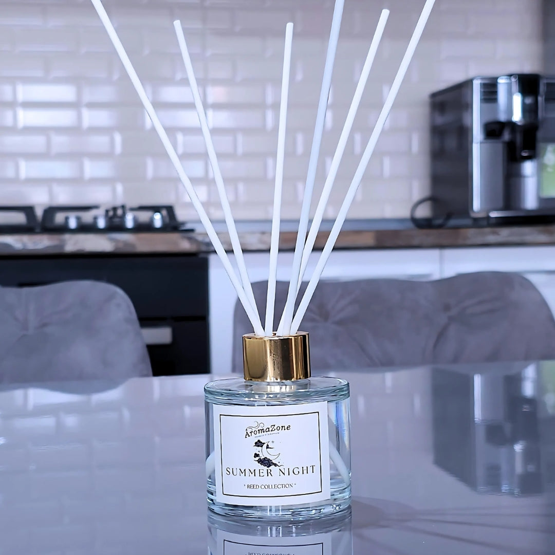 🌅SUMMER NIGHT🌙 Odorizant de cameră natural cu bețișoare, bază ECO-FRIENDLY, handmade - Citrice, Iasomie, Vanilie