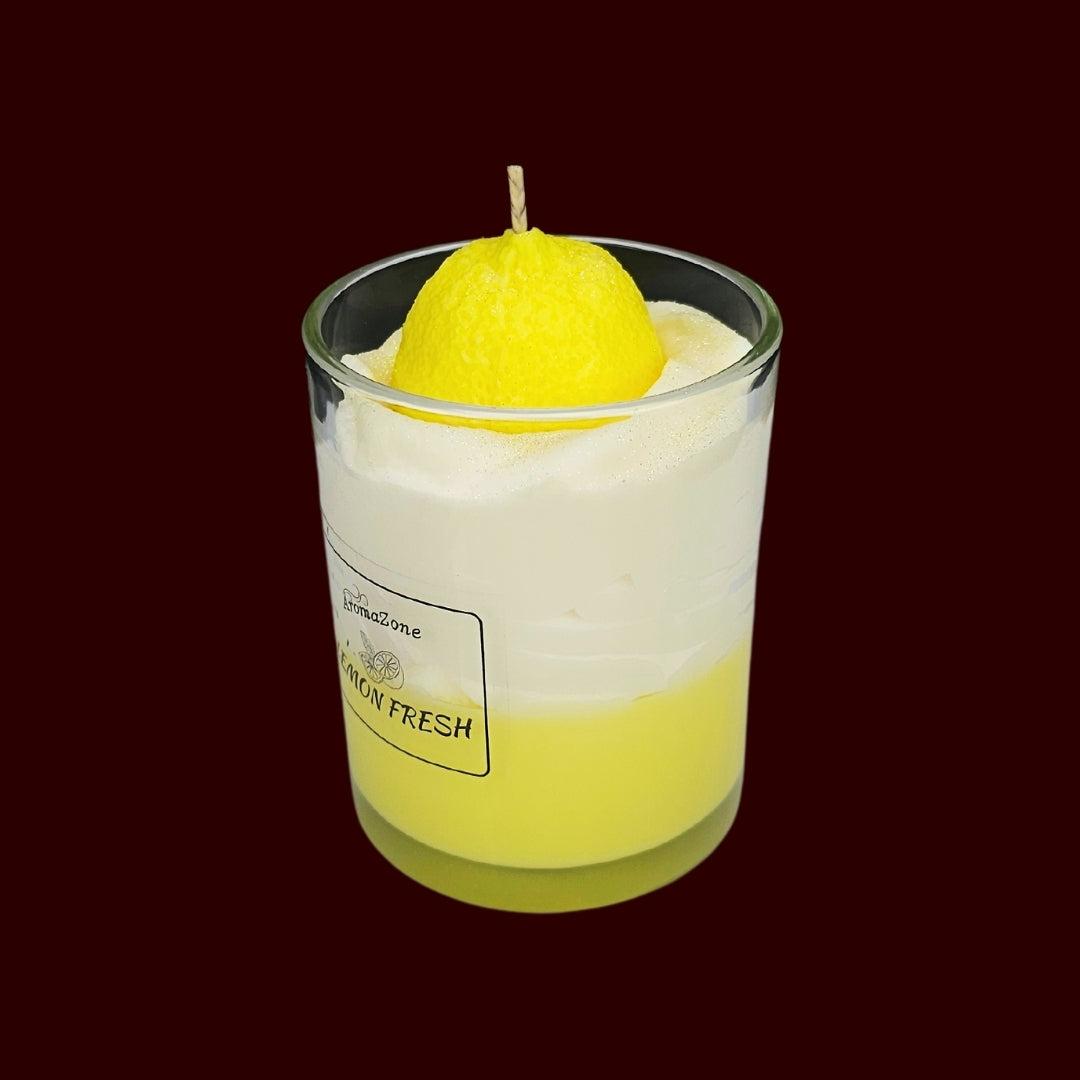 🍋LEMON FRESH🍃 Lumânare parfumată decorativă, ceară naturală handmade