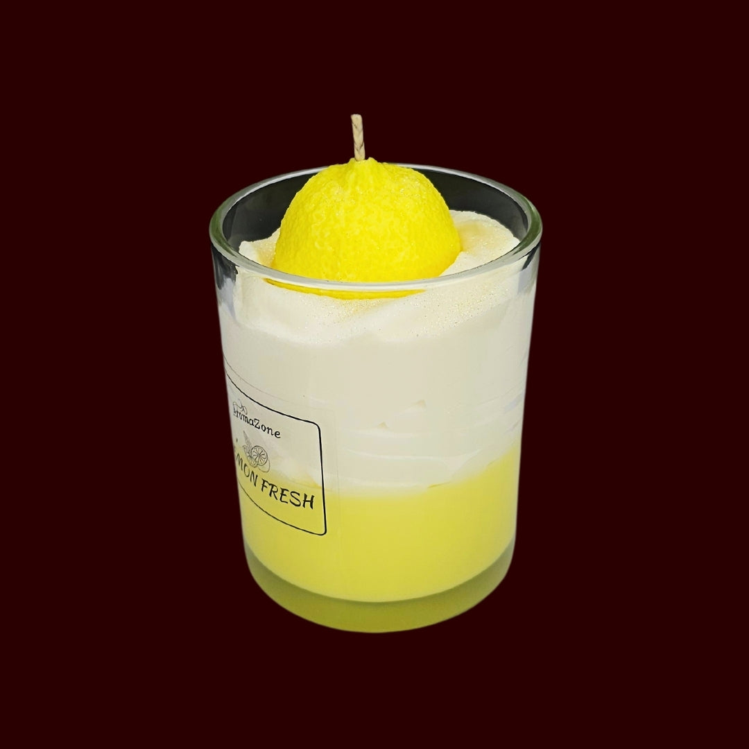 🍋LEMON FRESH🍃 Lumânare parfumată decorativă, ceară naturală handmade
