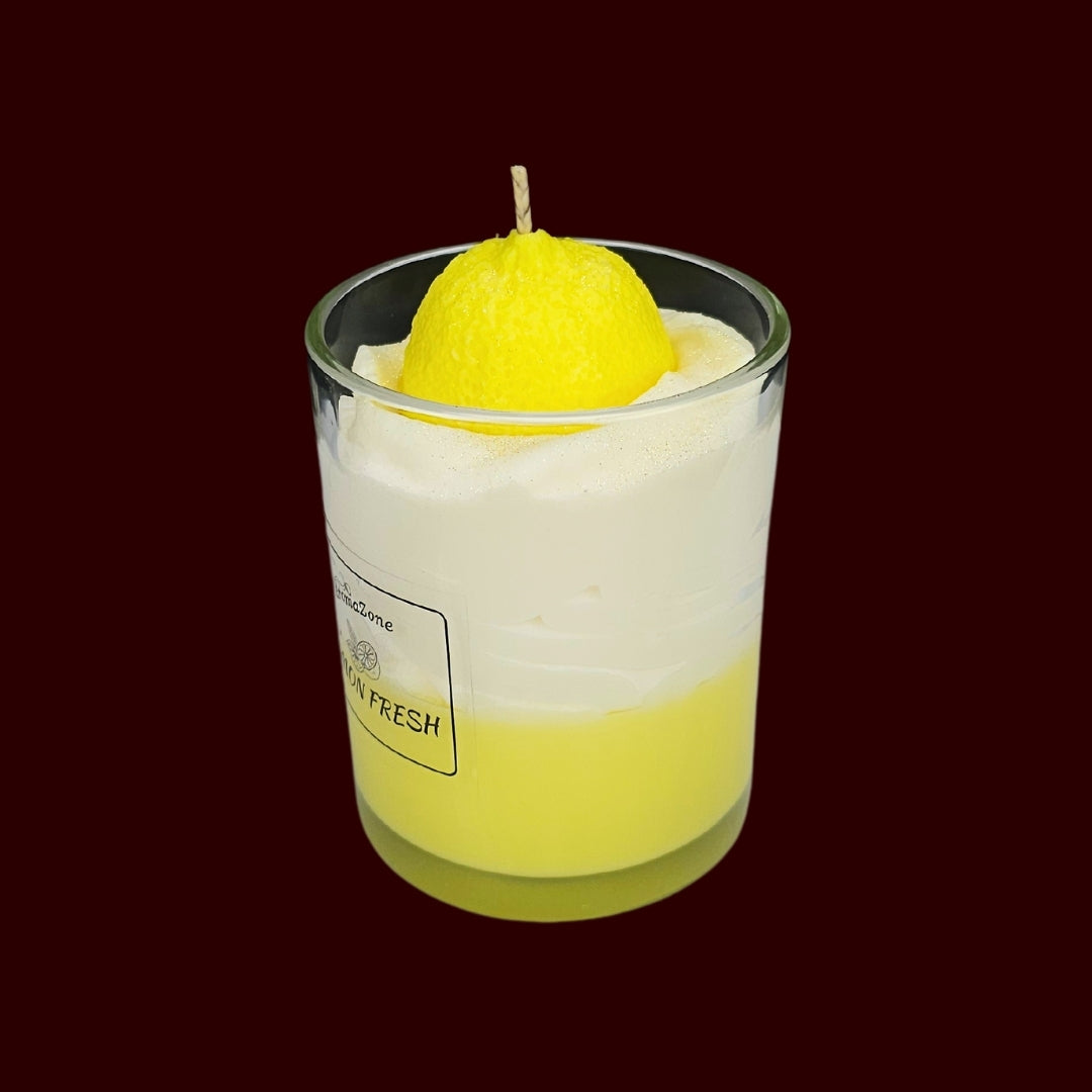 🍋LEMON FRESH🍃 Lumânare parfumată decorativă, ceară naturală handmade