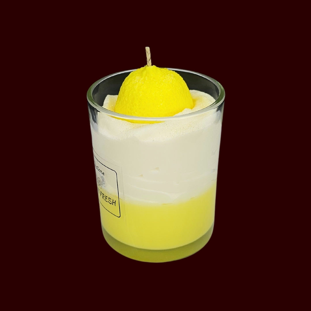 🍋LEMON FRESH🍃 Lumânare parfumată decorativă, ceară naturală handmade