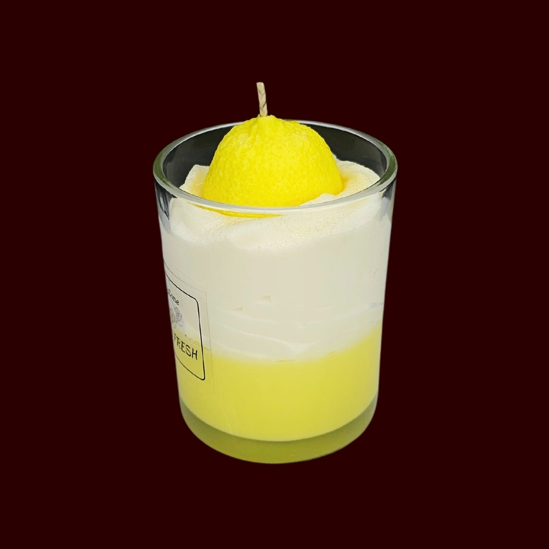 🍋LEMON FRESH🍃 Lumânare parfumată decorativă, ceară naturală handmade