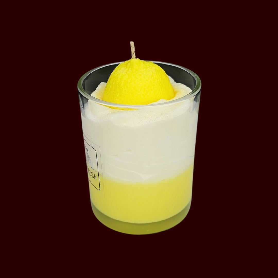 🍋LEMON FRESH🍃 Lumânare parfumată decorativă, ceară naturală handmade