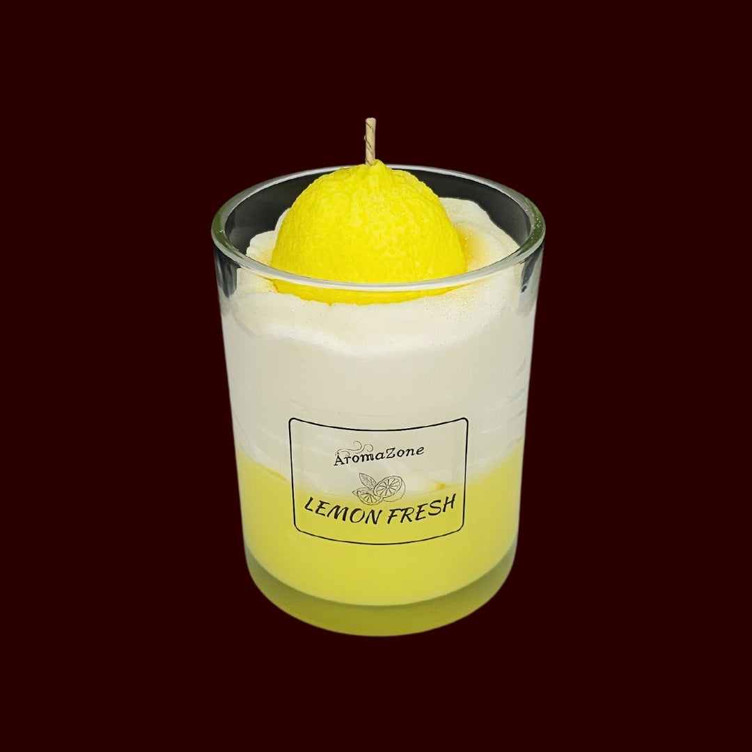 🍋LEMON FRESH🍃 Lumânare parfumată decorativă, ceară naturală handmade