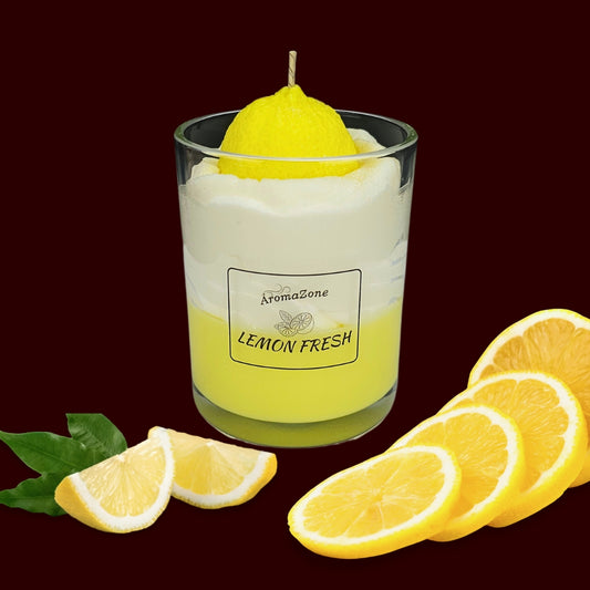🍋LEMON FRESH🍃 Lumânare parfumată decorativă, ceară naturală handmade
