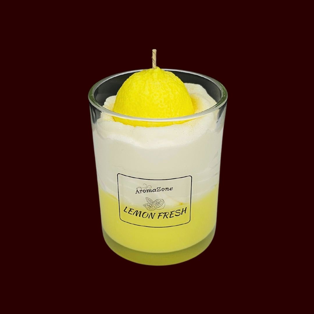 🍋LEMON FRESH🍃 Lumânare parfumată decorativă, ceară naturală handmade