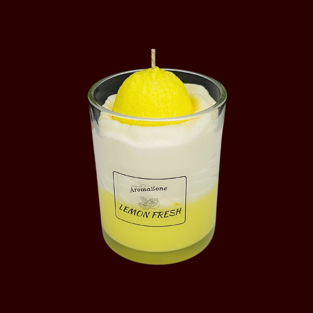 🍋LEMON FRESH🍃 Lumânare parfumată decorativă, ceară naturală handmade