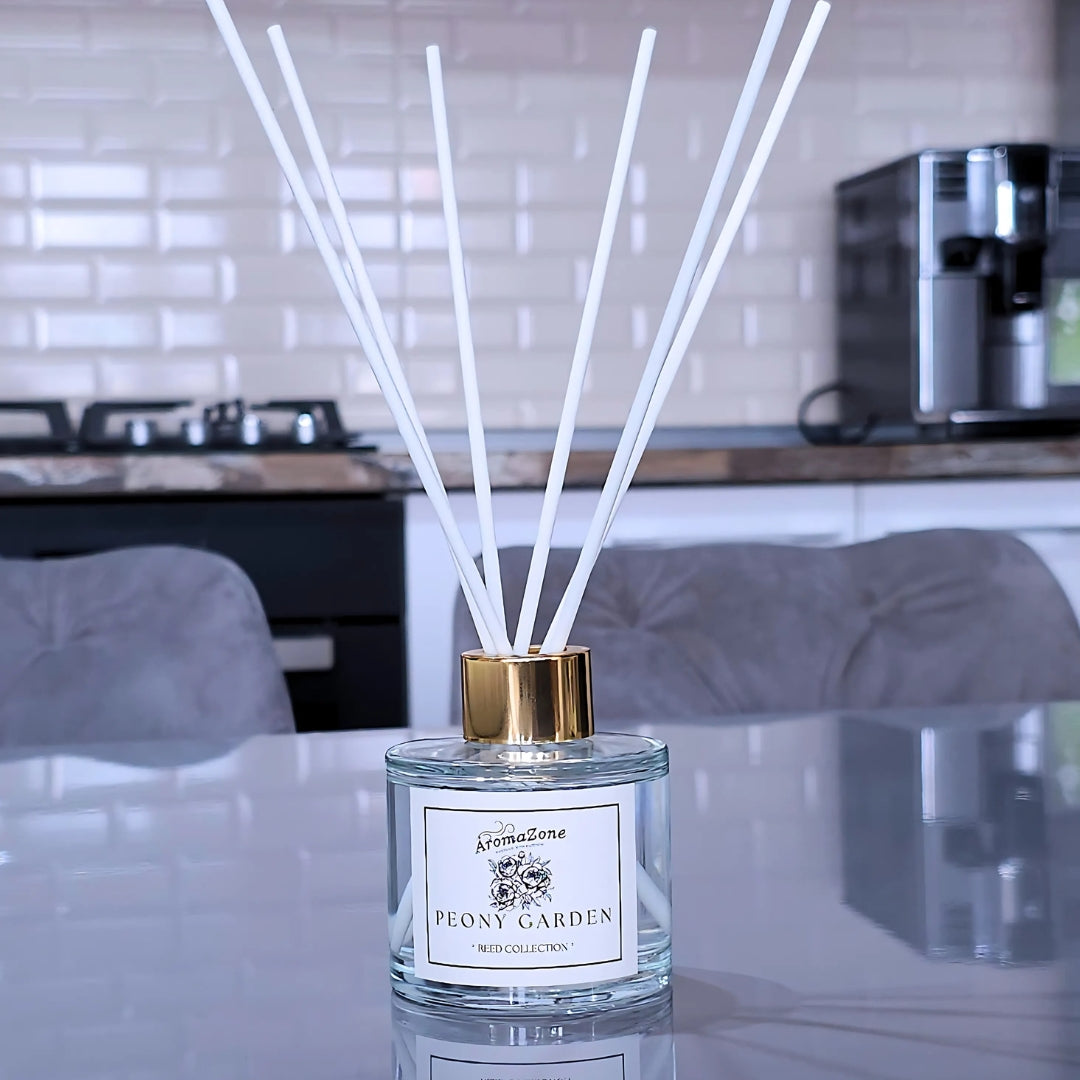 🌸PEONY GARDEN🌿 Odorizant de cameră natural cu bețișoare, bază ECO-FRIENDLY, handmade - Bujori, Flori albe