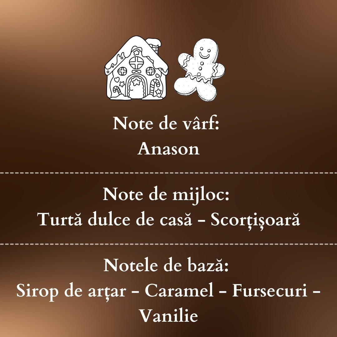 🍪GINGERBREAD🥯 Lumânare parfumată decorativă, ceară naturală handmade - Turtă Dulce, Sirop de Arțar, Anason