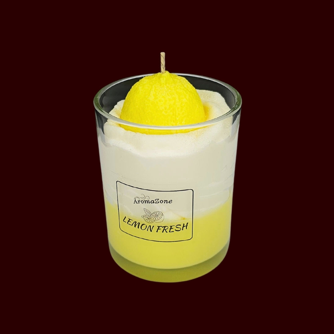 🍋LEMON FRESH🍃 Lumânare parfumată decorativă, ceară naturală handmade