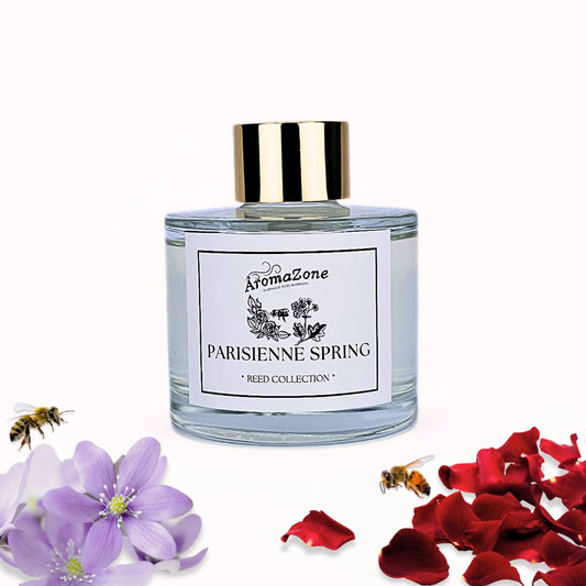 💐PARISIENNE SPRING🐝 Odorizant de cameră natural cu bețișoare, bază ECO-FRIENDLY, handmade - Trandafir, Violete, Lemn de Santal
