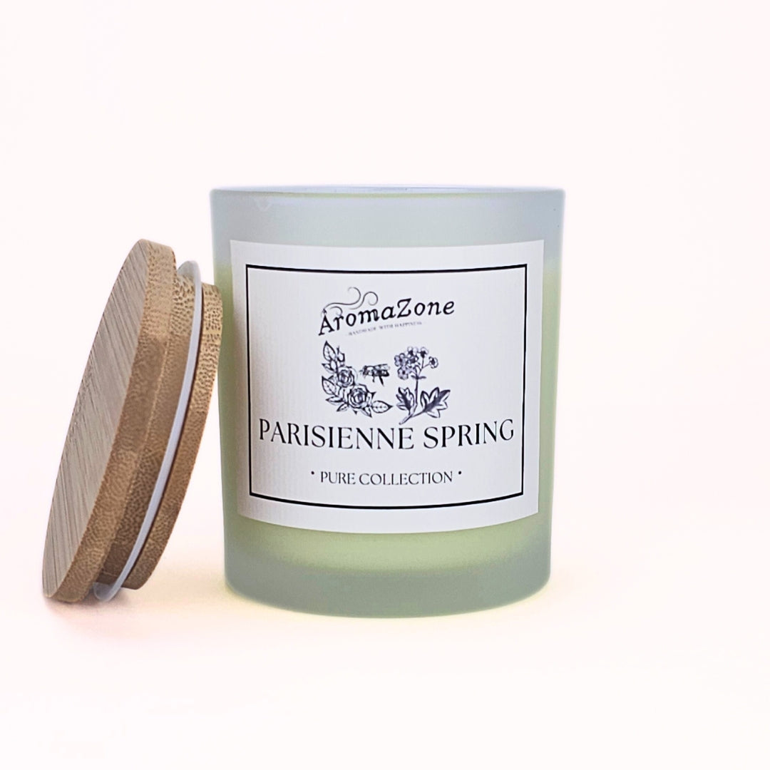 💐PARISIENNE SPRING🐝 Lumânare parfumată decorativă, ceară naturală handmade - Trandafir, Violete, Lemn de Santal
