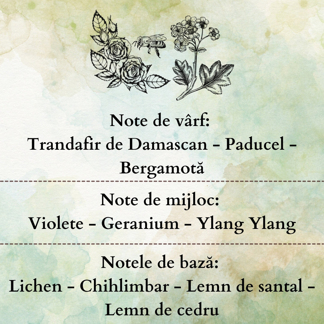 💐PARISIENNE SPRING🐝 Odorizant de cameră natural cu bețișoare, bază ECO-FRIENDLY, handmade - Trandafir, Violete, Lemn de Santal