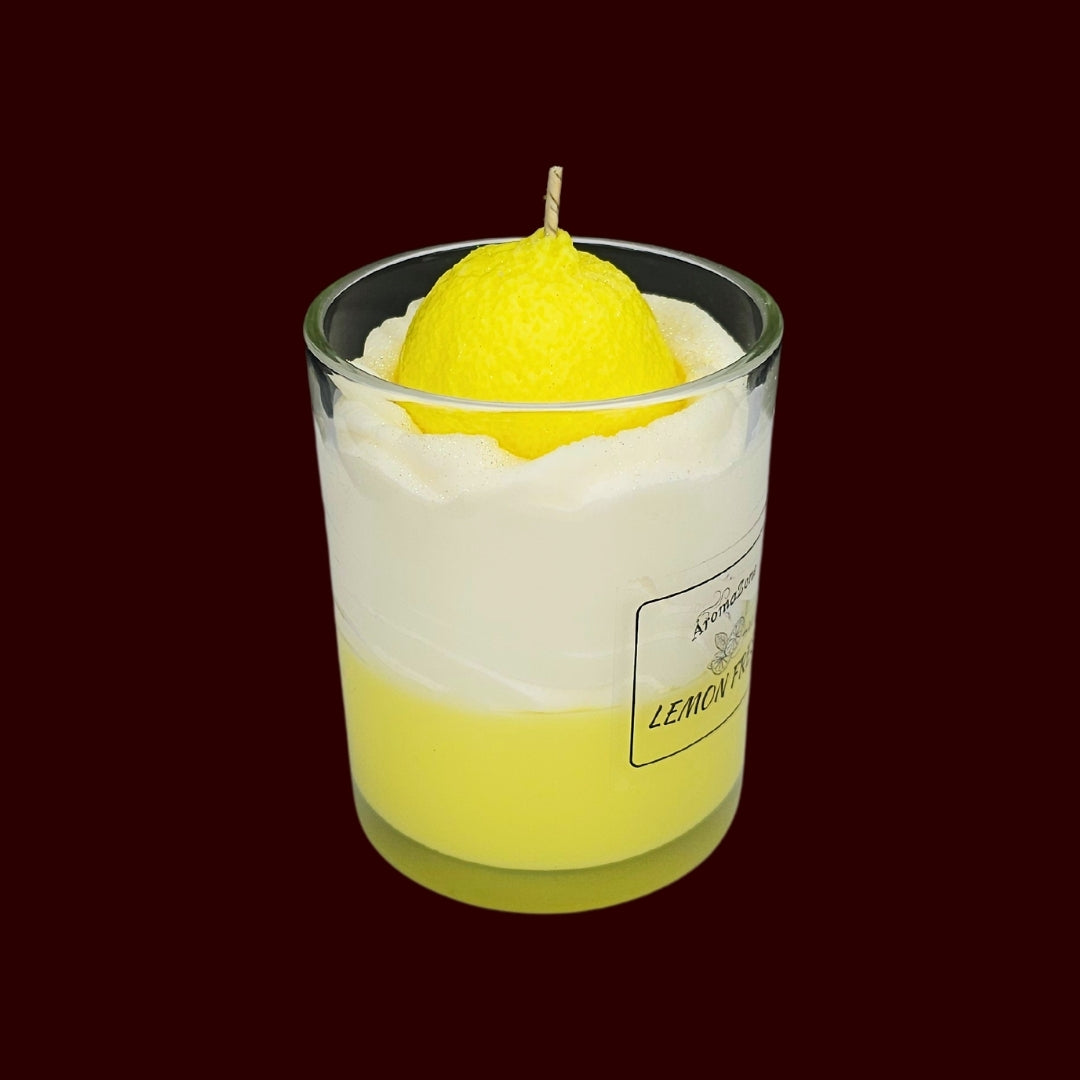 🍋LEMON FRESH🍃 Lumânare parfumată decorativă, ceară naturală handmade