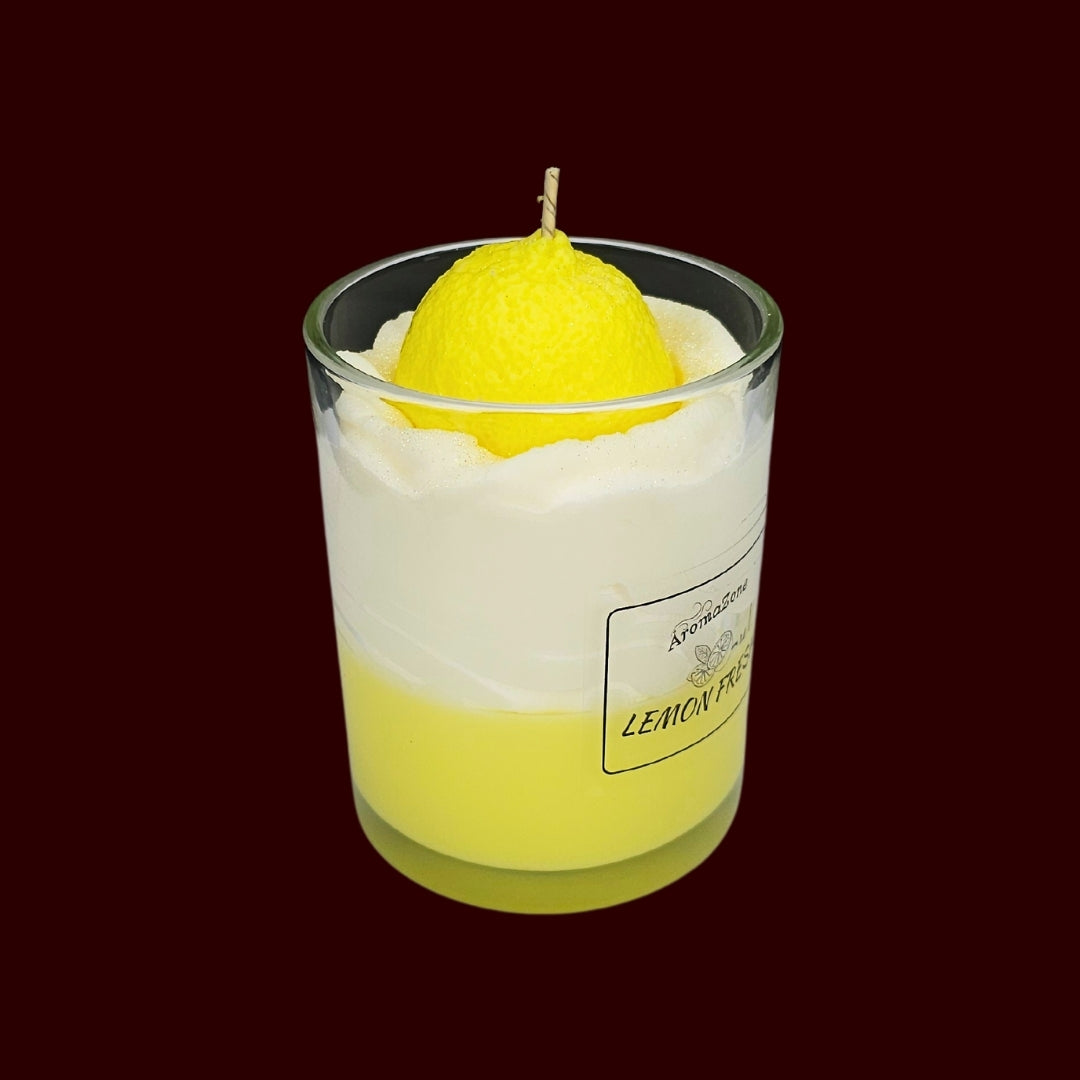 🍋LEMON FRESH🍃 Lumânare parfumată decorativă, ceară naturală handmade