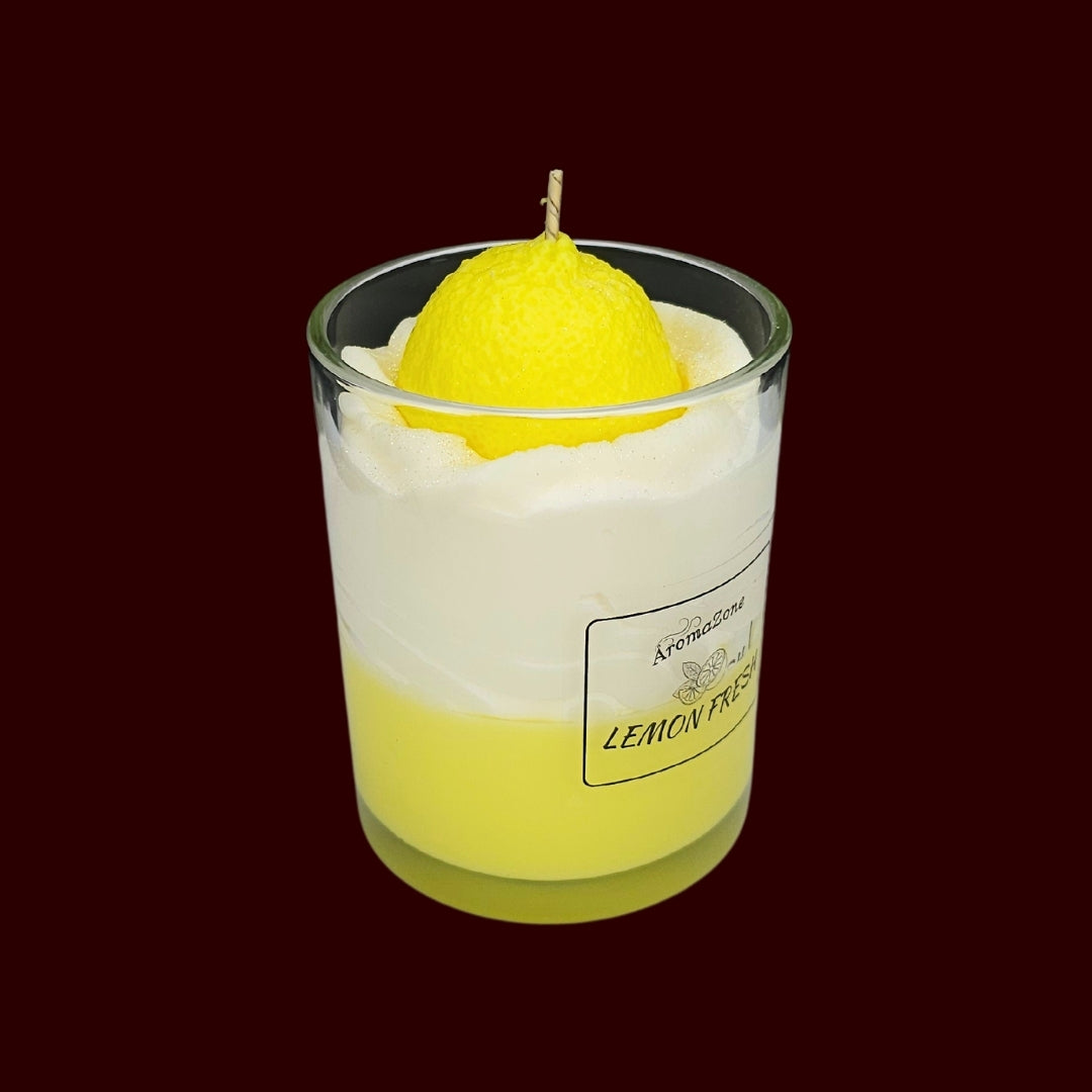🍋LEMON FRESH🍃 Lumânare parfumată decorativă, ceară naturală handmade