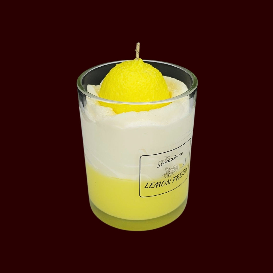 🍋LEMON FRESH🍃 Lumânare parfumată decorativă, ceară naturală handmade