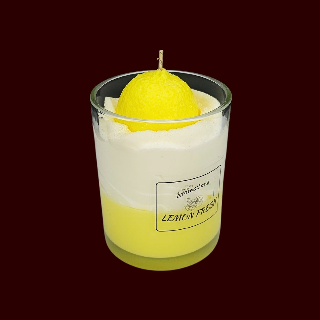 🍋LEMON FRESH🍃 Lumânare parfumată decorativă, ceară naturală handmade