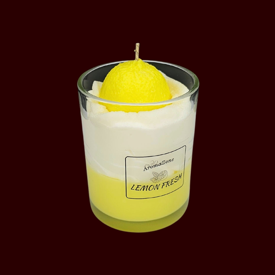 🍋LEMON FRESH🍃 Lumânare parfumată decorativă, ceară naturală handmade