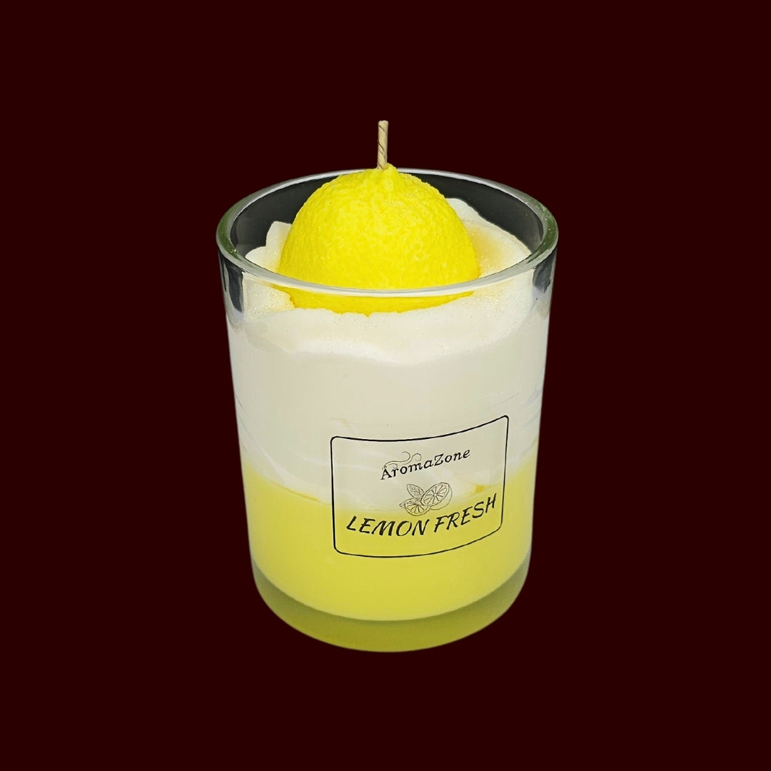 🍋LEMON FRESH🍃 Lumânare parfumată decorativă, ceară naturală handmade