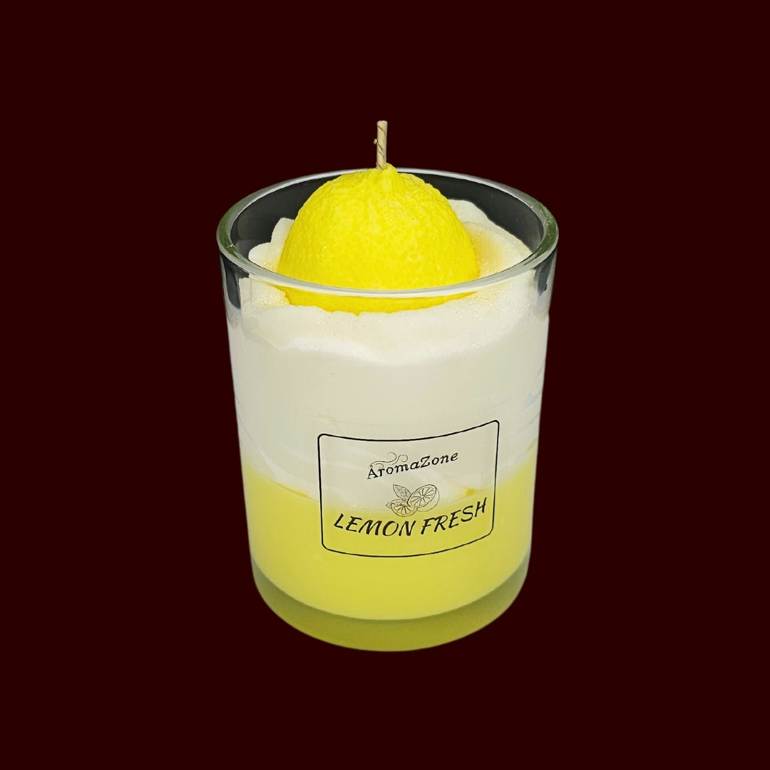 🍋LEMON FRESH🍃 Lumânare parfumată decorativă, ceară naturală handmade