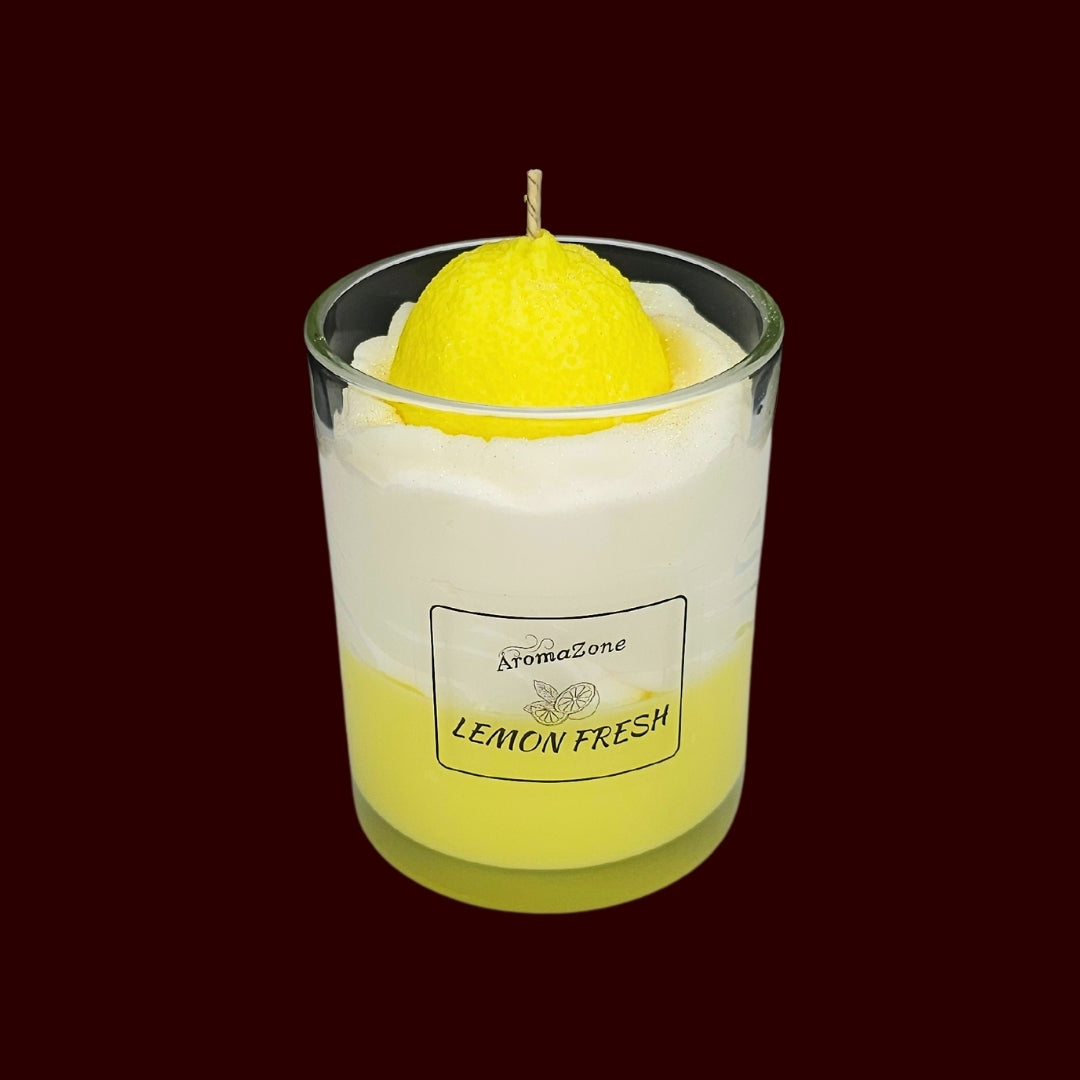 🍋LEMON FRESH🍃 Lumânare parfumată decorativă, ceară naturală handmade