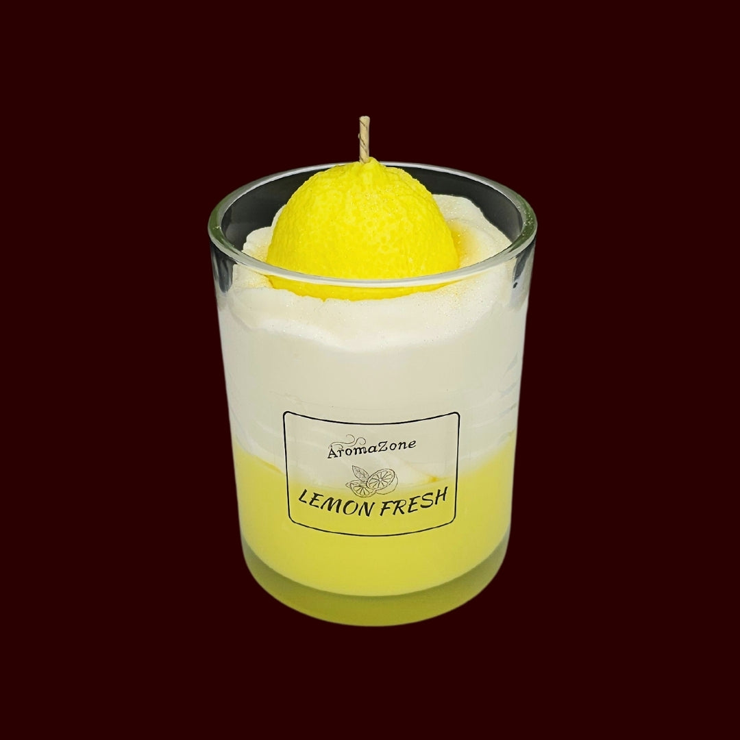 🍋LEMON FRESH🍃 Lumânare parfumată decorativă, ceară naturală handmade