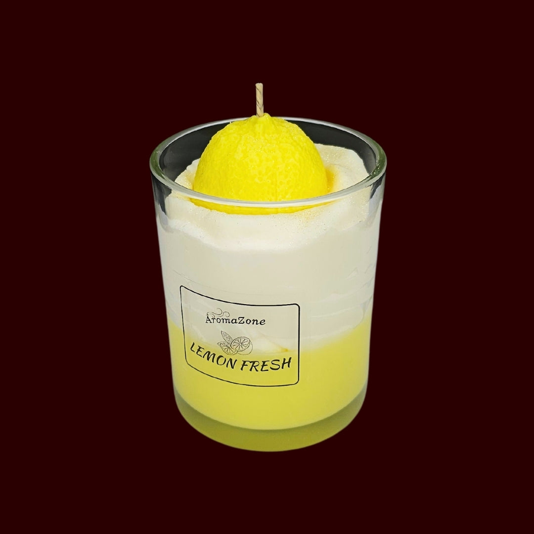 🍋LEMON FRESH🍃 Lumânare parfumată decorativă, ceară naturală handmade