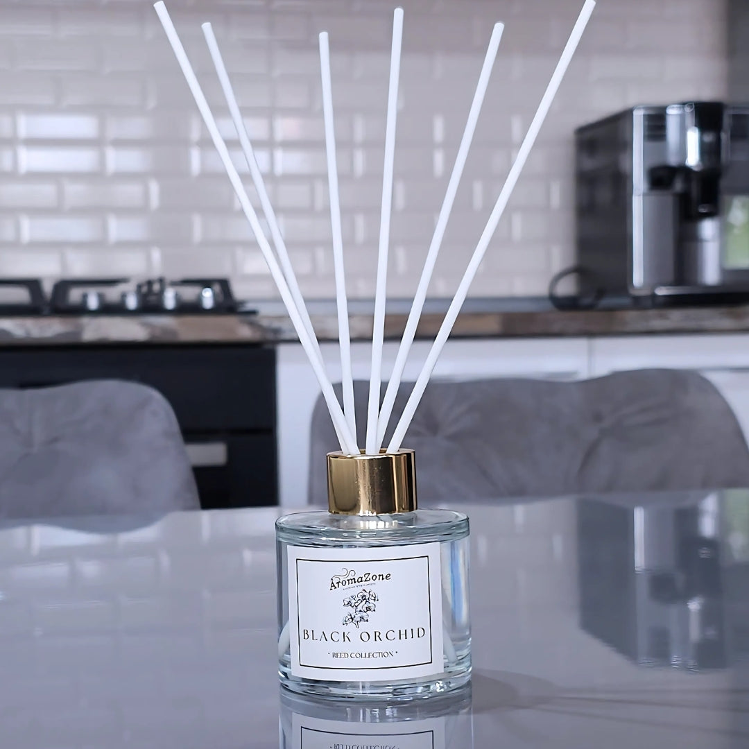 🪻BLACK ORCHID🪵 Odorizant de cameră natural cu bețișoare, bază ECO-FRIENDLY, handmade - Orhidee, Lemn de Santal, Ylang-Ylang