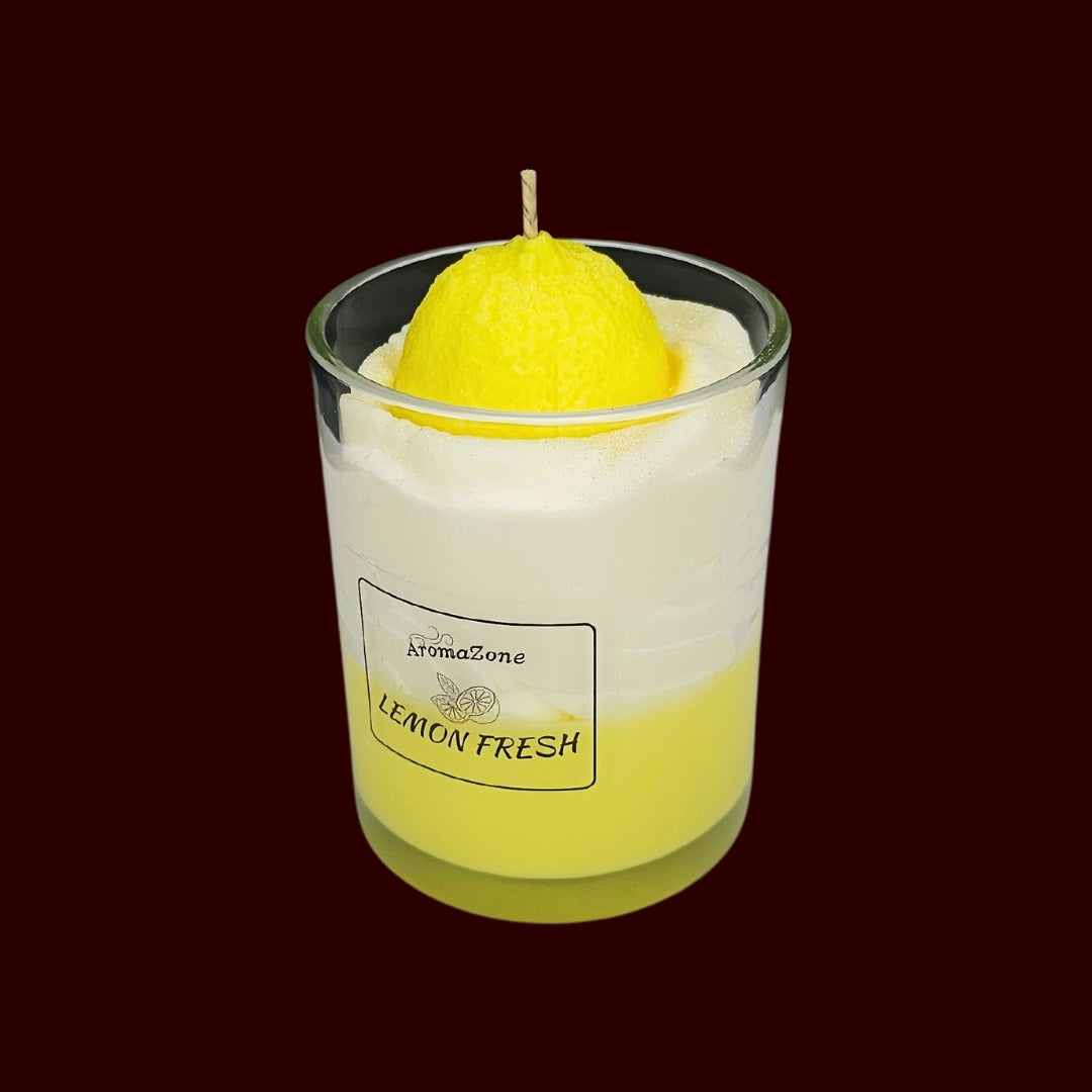 🍋LEMON FRESH🍃 Lumânare parfumată decorativă, ceară naturală handmade