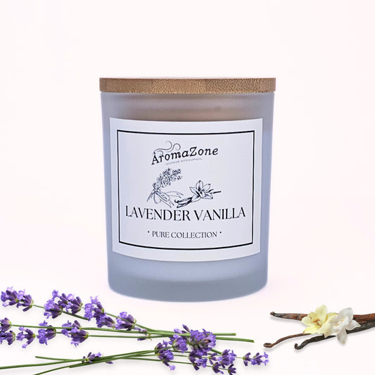 🪻LAVENDER VANILLA🍦 Lumânare parfumată decorativă, ceară naturală handmade - Lavandă, Vanilie, Nucă de Cocos