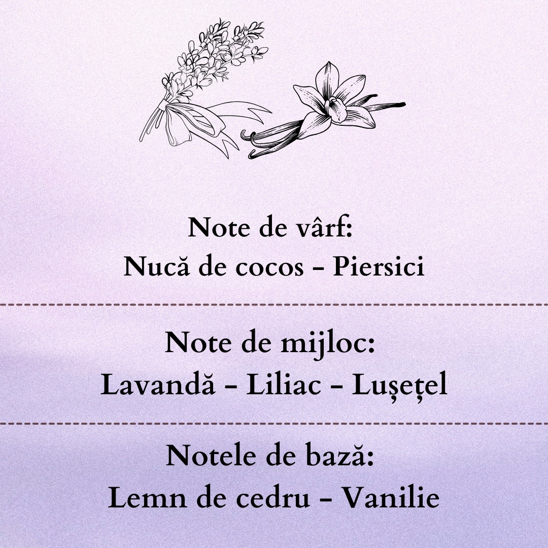 🪻LAVENDER VANILLA🍦 Lumânare parfumată decorativă, ceară naturală handmade - Lavandă, Vanilie, Nucă de Cocos