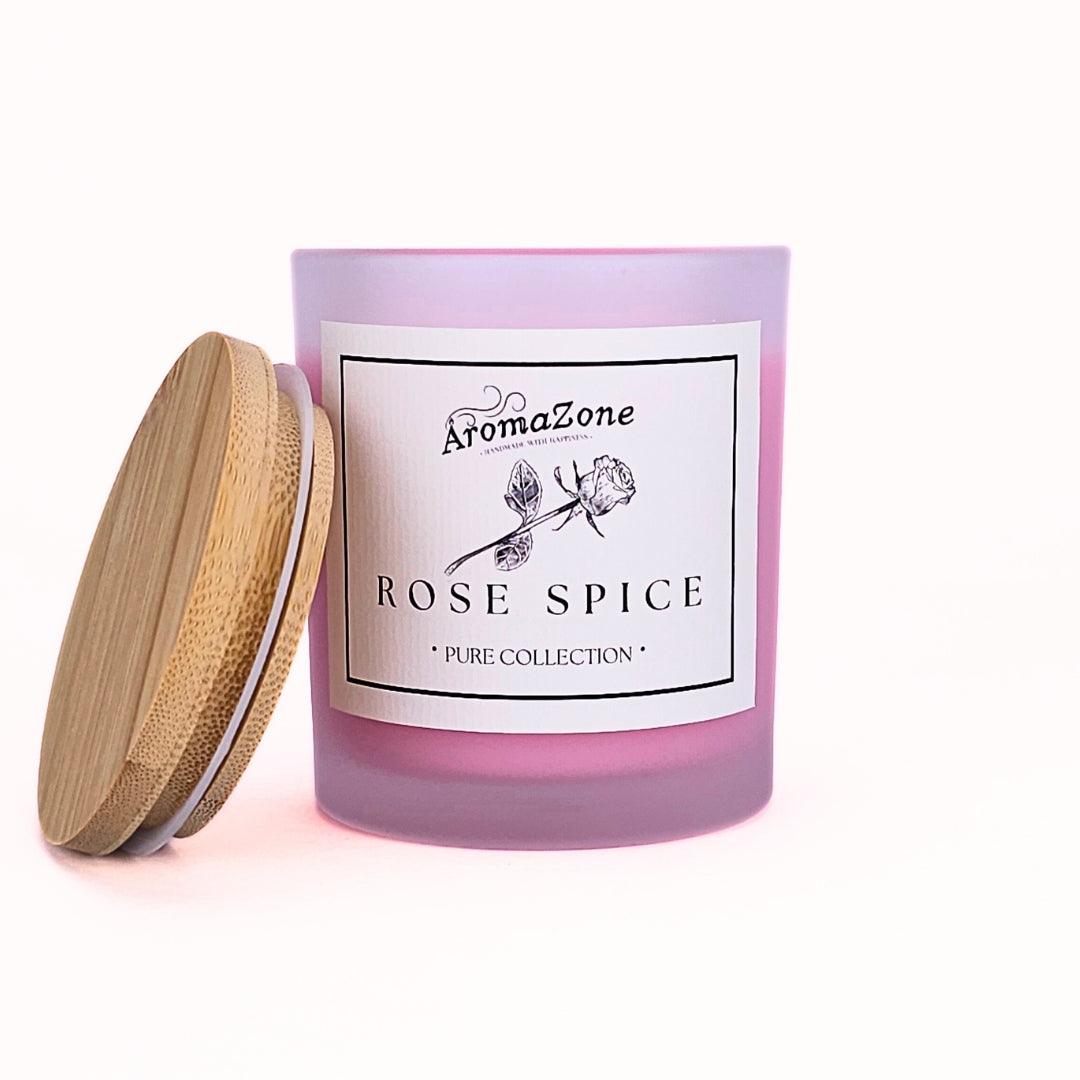 🌹ROSE SPICE♨️ Lumânare parfumată decorativă, ceară naturală handmade - Trandafir, Lemn de Santal, Coacăze Negre