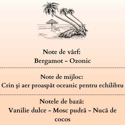 Set Cadou PARADISE BEACH – Lumânare Parfumată Naturală și Odorizant cu Bețișoare Premium, Intensitate Subtilă