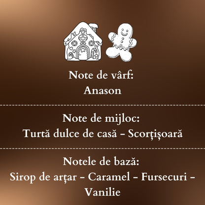 🍪GINGERBREAD🥯 Lumânare parfumată decorativă, ceară naturală handmade - Turtă Dulce, Sirop de Arțar, Anason