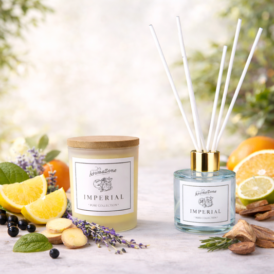 Set Cadou IMPERIAL – Lumânare Parfumată Naturală și Odorizant cu Bețișoare Premium, Intensitate Puternică