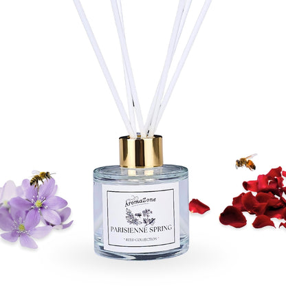 💐PARISIENNE SPRING🐝 Odorizant de cameră natural cu bețișoare, bază ECO-FRIENDLY, handmade - Trandafir, Violete, Lemn de Santal