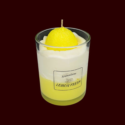 🍋LEMON FRESH🍃 Lumânare parfumată decorativă, ceară naturală handmade