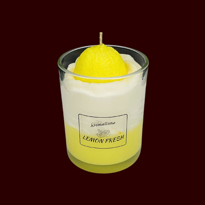 🍋LEMON FRESH🍃 Lumânare parfumată decorativă, ceară naturală handmade