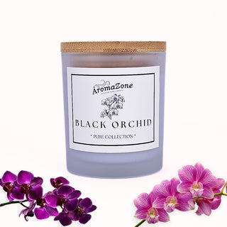 🪻BLACK ORCHID🪵 Lumânare parfumată decorativă, ceară naturală handmade - Orhidee, Lemn de Santal, Ylang-Ylang
