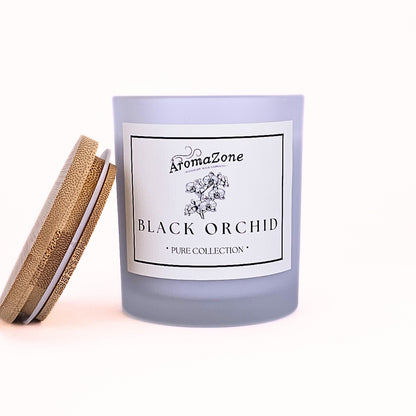 🪻BLACK ORCHID🪵 Lumânare parfumată decorativă, ceară naturală handmade - Orhidee, Lemn de Santal, Ylang-Ylang, Intensitate Puternică