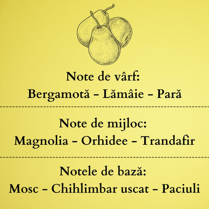 🍐JUICY PEAR🌼 Lumânare parfumată decorativă, ceară naturală handmade - Pară, Orhidee, Paciuli
