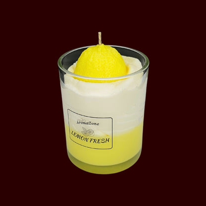 🍋LEMON FRESH🍃 Lumânare parfumată decorativă, ceară naturală handmade
