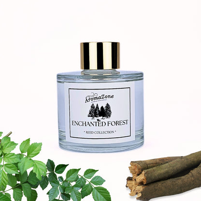 🌲ENCHANTED FOREST🪵 Odorizant de cameră natural cu bețișoare, bază ECO-FRIENDLY, handmade - Pin, Lemn, Flori Sălbatice