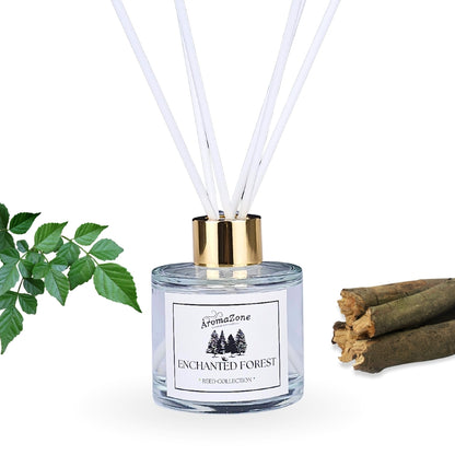 🌲ENCHANTED FOREST🪵 Odorizant de cameră natural cu bețișoare, bază ECO-FRIENDLY, handmade - Pin, Lemn, Flori Sălbatice