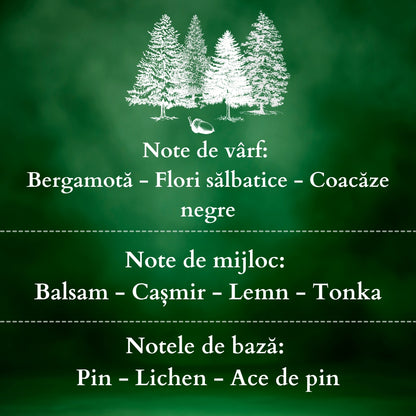 🌲ENCHANTED FOREST🪵 Lumânare parfumată decorativă, ceară naturală handmade - Pin, Lemn, Flori Sălbatice